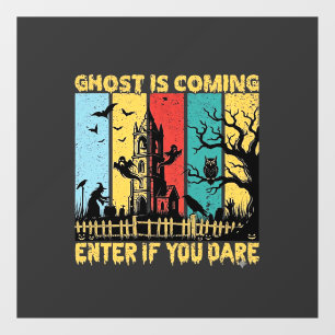 Ghost Is Coming Halloween Haunted House Witch Owl_ Window Cling