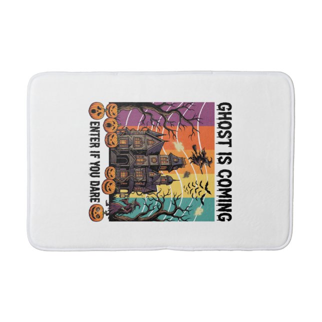 Ghost Is Coming Halloween Haunted House Witch Pump Bath Mat (Front)