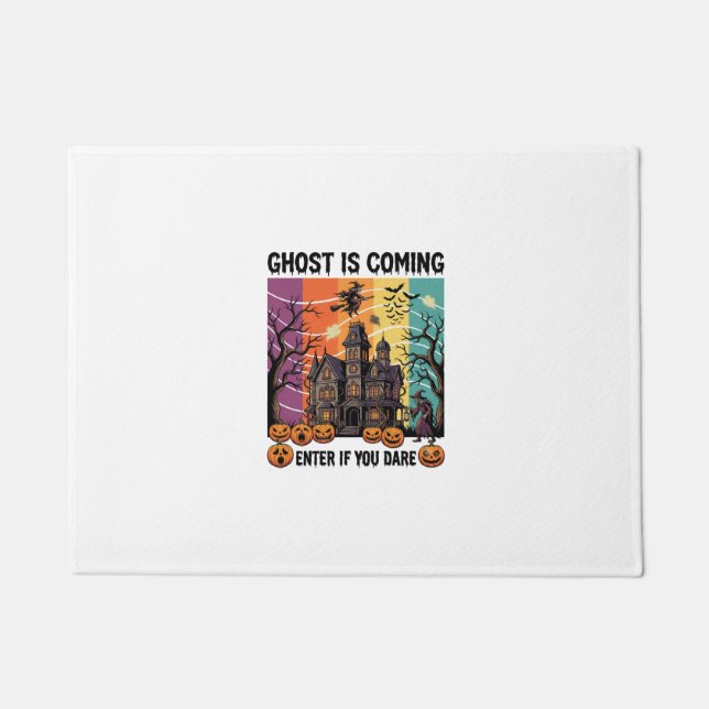 Ghost Is Coming Halloween Haunted House Witch Pump Doormat (Front)