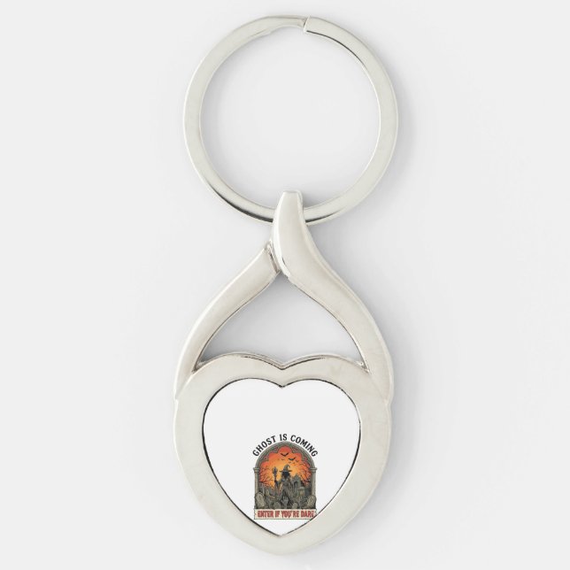Ghost Is Coming Witch Graveyard Zombie Hands Hallo Keychain (Front)
