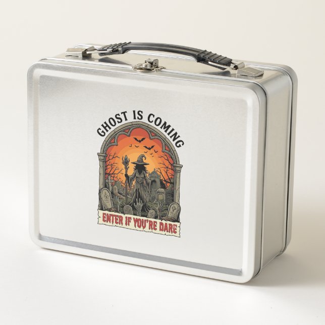 Ghost Is Coming Witch Graveyard Zombie Hands Hallo Metal Lunch Box (Front)