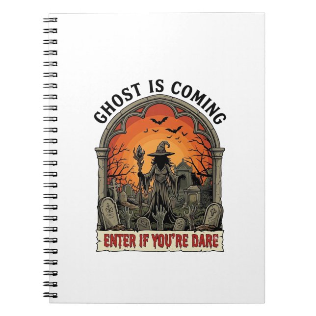 Ghost Is Coming Witch Graveyard Zombie Hands Hallo Notebook (Front)
