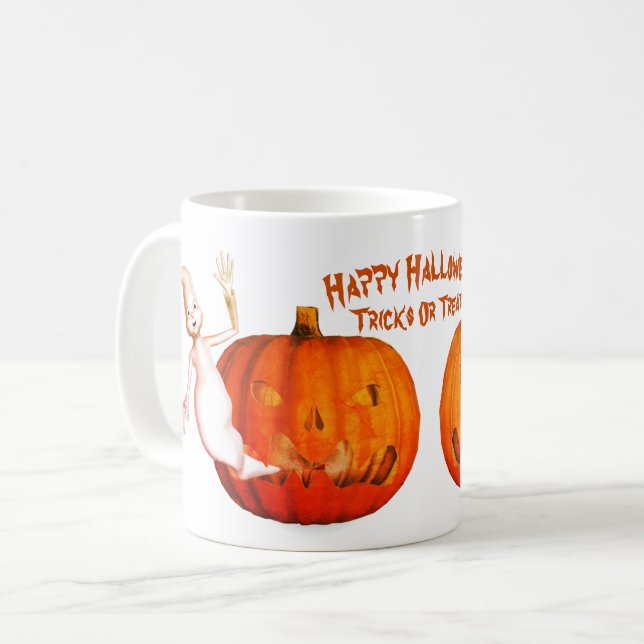 Ghost Jack O Lantern Halloween Funny  Coffee Mug (Front Left)