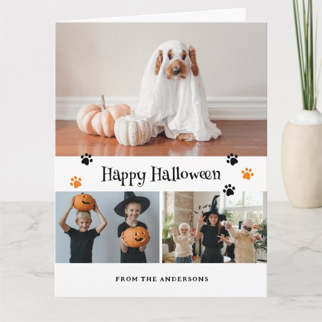 Ghost Jack O’Lantern Pet Photo Halloween Card (Front)