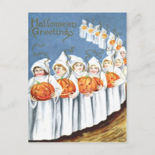 Ghost Jack O Lantern Pumpkin Costume Postcard
