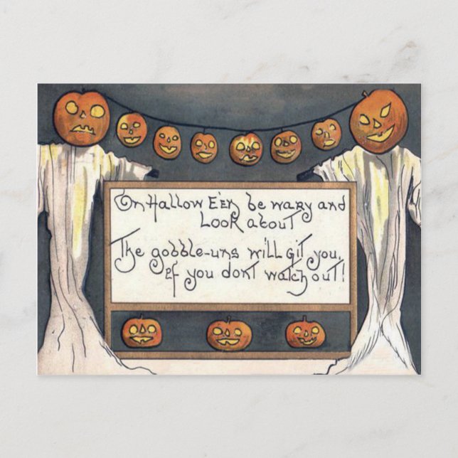 Ghost Jack O Lantern Pumpkin Scarecrow Postcard (Front)
