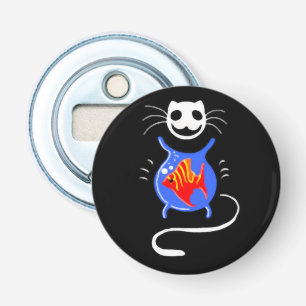 Ghost Kitty Cat Button Bottle Opener
