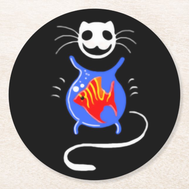 Ghost Kitty Cat Paper Coaster (Front)