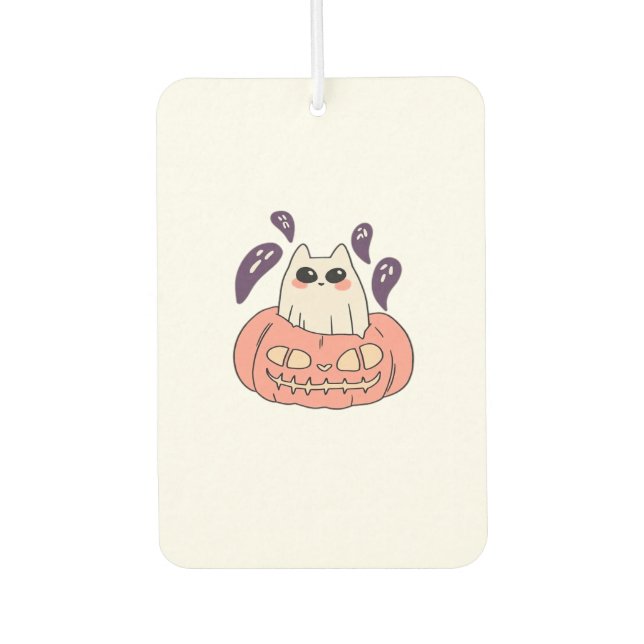 Ghost Kitty in a pumpkin Classic T-Shirt Air Freshener (Front)