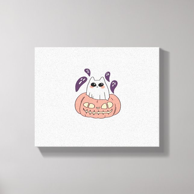 Ghost Kitty in a pumpkin Classic T-Shirt Canvas Print (Front)