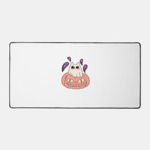 Ghost Kitty in a pumpkin Classic T-Shirt Desk Mat