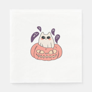 Ghost Kitty in a pumpkin Classic T-Shirt Napkin