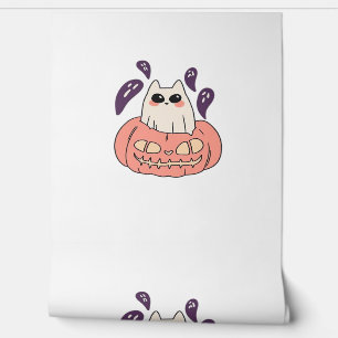 Ghost Kitty in a pumpkin Classic T-Shirt Wallpaper