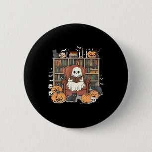 Ghost Library Halloween Book Reading Books Lover T 2 Inch Round Button