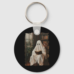 Ghost Library Halloween Book Reading Books Lover T Keychain