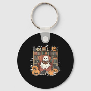 Ghost Library Halloween Book Reading Books Lover T Keychain