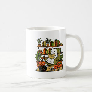 Ghost Library Reading Books Halloween Librarian Te Coffee Mug