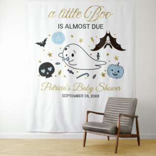 Ghost Little Boo Halloween Baby Shower Backdrop  Tapestry
