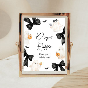 Ghost Little Boo Halloween Diaper Raffle Sign