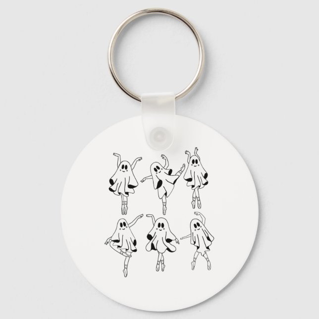 Ghost Llerinas Llet Dance Halloween Cute Ghost  Keychain (Front)