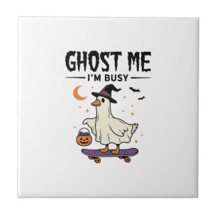 Ghost Me Im Busy Halloween Goose Skateboard Tile
