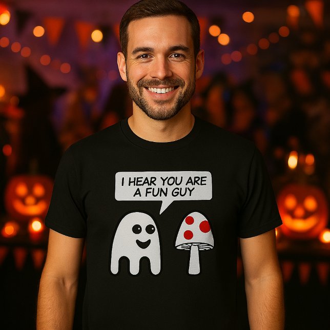 Ghost Meets Mushroom "Fun Guy" Funny Halloween T-Shirt (Creator Uploaded)