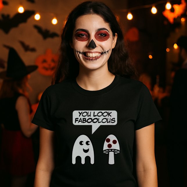 Ghost Meets Mushroom Funny Halloween T-Shirt (Creator Uploaded)