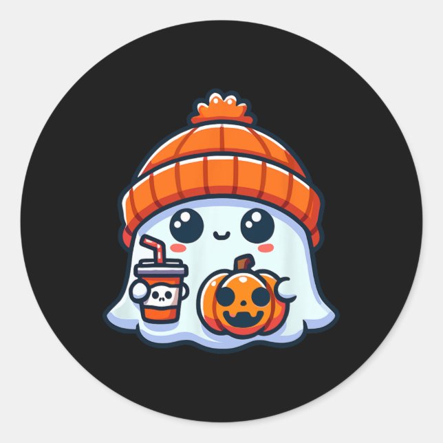 Ghost Mens Halloween  Classic Round Sticker (Front)