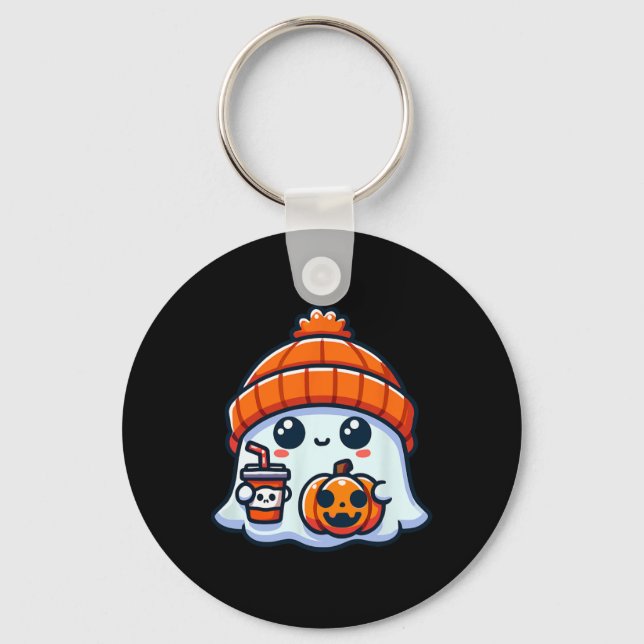 Ghost Mens Halloween  Keychain (Front)