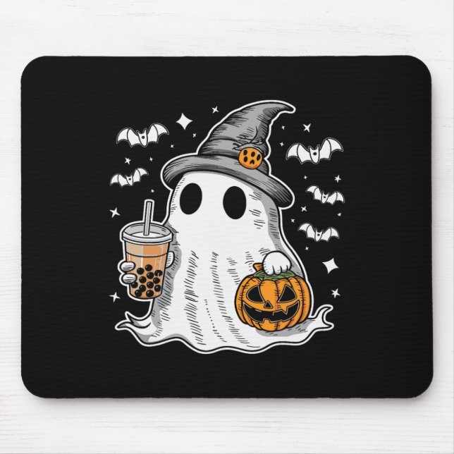 Ghost Milktea Ghost Drinking Bubble Tea  Mouse Pad (Front)