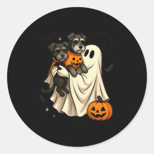 Ghost Miniature Schnauzer Dog Halloween Classic Round Sticker