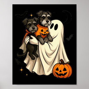 Ghost Miniature Schnauzer Dog Halloween  Poster