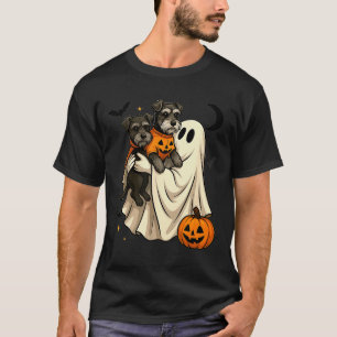 Ghost Miniature Schnauzer Dog Halloween T-Shirt
