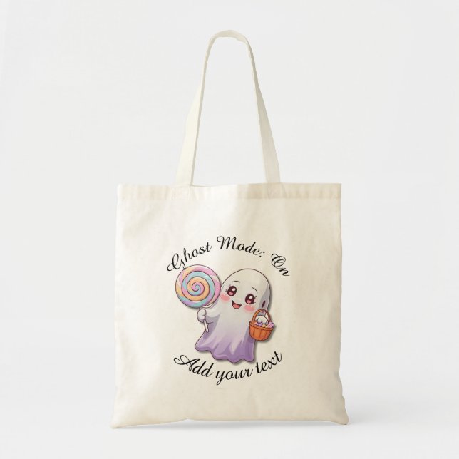 Ghost Mode: On – Personalized Halloween Tote Bag (Front)