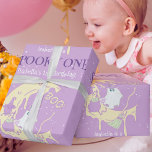 Ghost Moon Boo Spooky Scary One Halloween Birthday Wrapping Paper<br><div class="desc">Spooky melty yellow moon with purple background and a cute spooky ghost with an owl friend. Perfect for a spooky cuteness Boo! Personalize the name of your baby girl for a Spooktacular Halloween 1st birthday gift wrapping paper.</div>