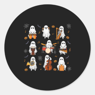 Ghost Music Teacher Funny Halloween Musician Costu Classic Round Sticker