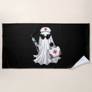 Ghost Nurse Halloween Beach Towel