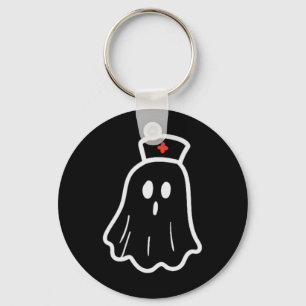 Ghost Nurse Halloween Costume Retro Fall Scrub Top Keychain