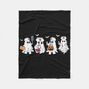 Ghost Nurse Halloween Crew Funny Scrub Er Rn Nursi Fleece Blanket