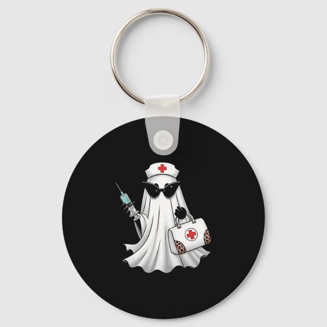 Ghost Nurse Halloween Keychain (Front)