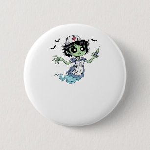 Ghost Nurse  Spookily Caring and Whimsically Haunt 2 Inch Round Button