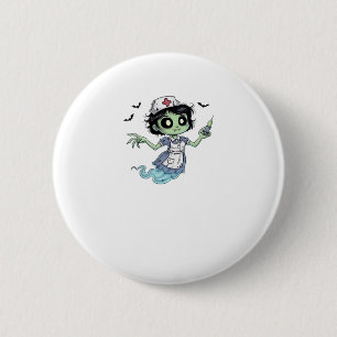 Ghost Nurse  Spookily Caring and Whimsically Haunt 2 Inch Round Button