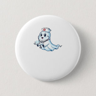 Ghost Nurse  Spookily Caring and Whimsically Haunt 2 Inch Round Button