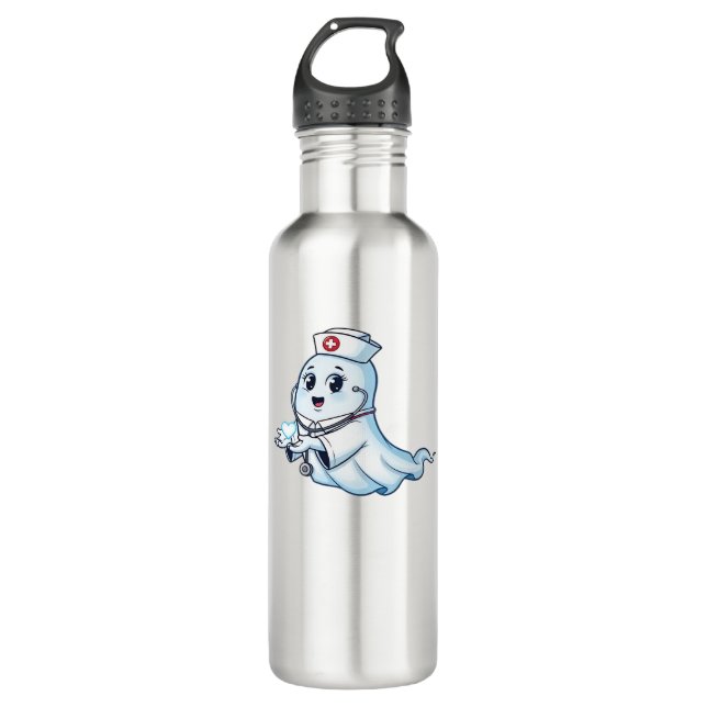 Ghost Nurse  Spookily Caring and Whimsically Haunt 710 Ml Water Bottle (Front)