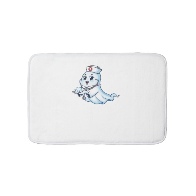 Ghost Nurse  Spookily Caring and Whimsically Haunt Bath Mat (Front)