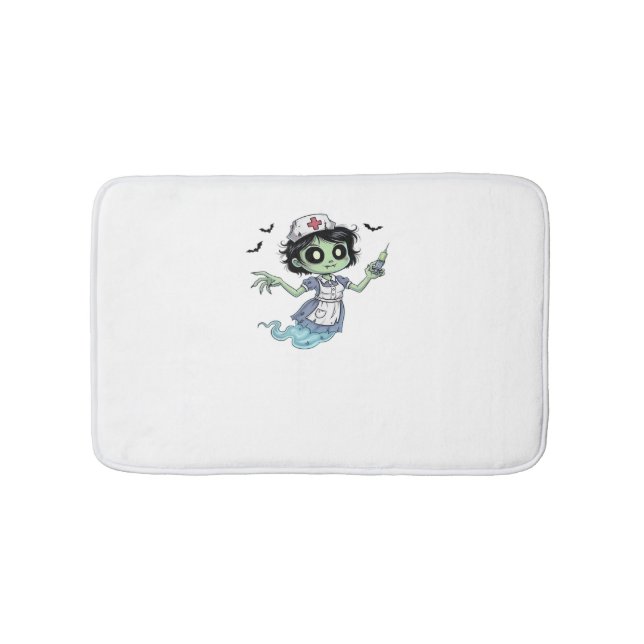 Ghost Nurse  Spookily Caring and Whimsically Haunt Bath Mat (Front)