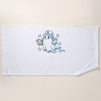 Ghost Nurse Spookily Caring and Whimsically Haunt Beach Towel