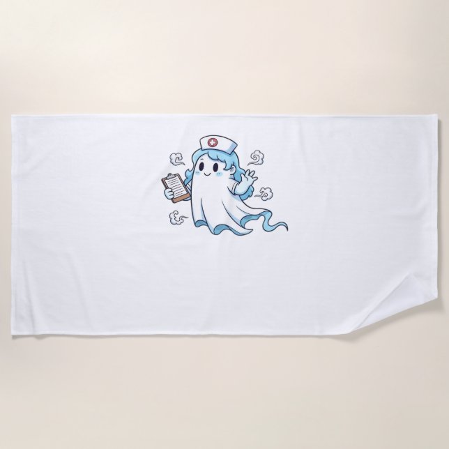 Ghost Nurse  Spookily Caring and Whimsically Haunt Beach Towel (Front)