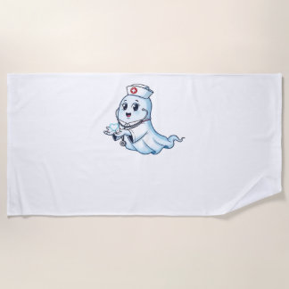 Ghost Nurse  Spookily Caring and Whimsically Haunt Beach Towel