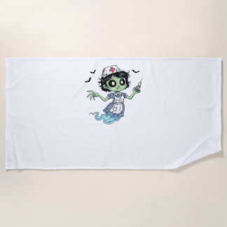 Ghost Nurse Spookily Caring and Whimsically Haunt Beach Towel